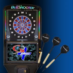 Bull shooter electronic dart board with 3 darts to play with friends/family